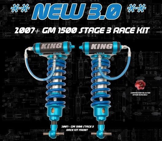 Direct Bolt-On KING Stage 3 Race Kit Front 3.0" Remote Reservoir Coil-Over Shock for Silverado/Sierra 1500